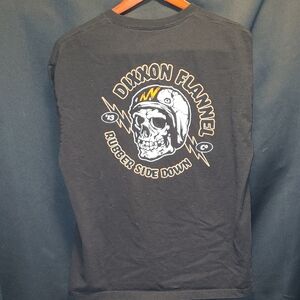 DIXXON Short-Sleeve Tee with Skull Helmet Graphic "RUBBER SIDE DOWN"